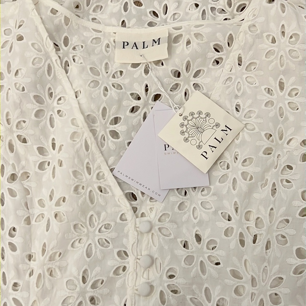 PALM Sophia Button Up White Eyelet Dress Coverup NWT - Picture 12 of 16